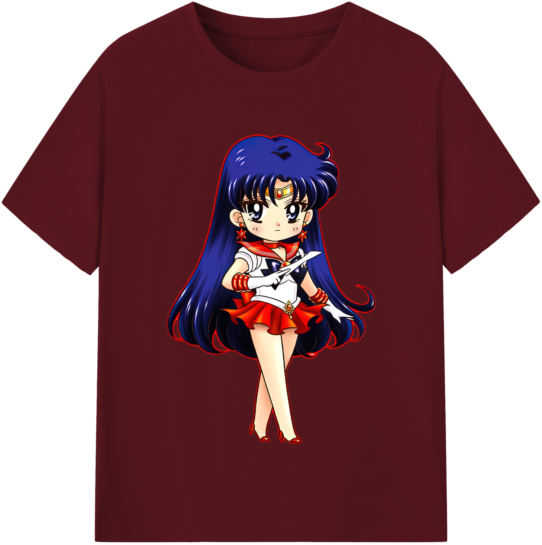 （画像用） 美少女戦士セーラームーン 火野レイ ひの レイ Sailor Moon Hino Rei （セーラーマーズ,Sailor Mars） 綿100％半袖Tシャツ（フロントプリント）